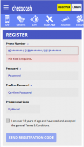 cheza how to register